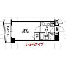 奈良屋グロリアス 1Kの間取図画像