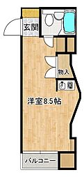 鹿島ビル 3階1Kの間取り