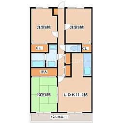 シャルム瑞雲 4階3LDKの間取り