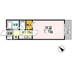 セリバテール太宰府 2階1Kの間取り
