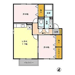 フォレ・ドミールA 2LDKの間取図画像