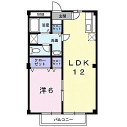 シャトル美しが丘2 1LDKの間取図画像