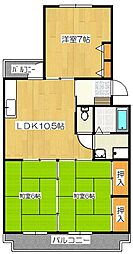 グランドハイツ天拝 3LDKの間取図画像