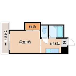 パシフィック紫 1Kの間取図画像