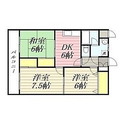 コトブキハイツ 3DKの間取図画像