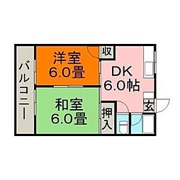 エクセルハイツ 2DKの間取図画像