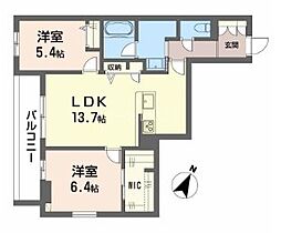 シャーメゾン上大利レジデンス 2LDKの間取図画像