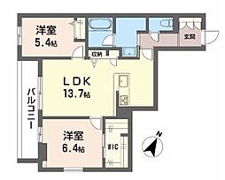 シャーメゾン上大利レジデンス 2LDKの間取図画像