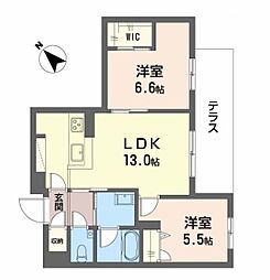 シャーメゾン トレゾール 2LDKの間取図画像