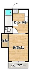 葵コーポ 1DKの間取図画像