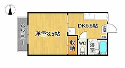 アクセス朝倉 1DKの間取図画像