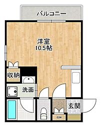 パルメゾン二日市弐番館 ワンルームの間取図画像