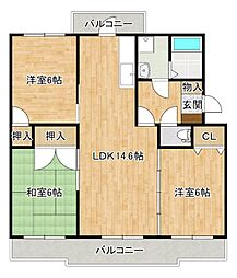 サンハイツ塔原 3LDKの間取図画像