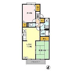 サンシティー古賀C 2LDKの間取図画像