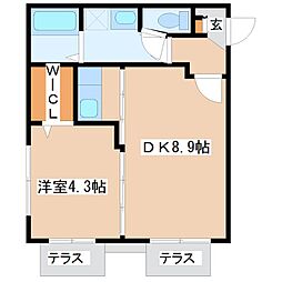 ビバリーヒルズハウスB 1LDKの間取図画像