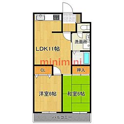 城南パレス 2LDKの間取図画像