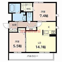 グランフローラ 2LDKの間取図画像