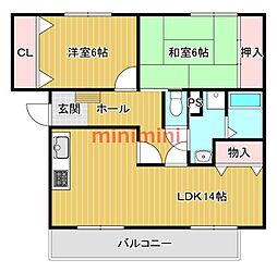 ルミエール 2LDKの間取図画像
