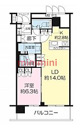 ジオタワー高槻ミューズフロント 1LDKの間取図画像