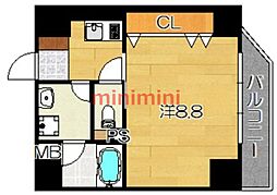 セスタ高槻 1Kの間取図画像