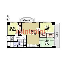 セゾン・若園 3LDKの間取図画像
