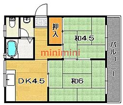 島尻ハイツ 2LDKの間取図画像