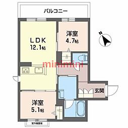 ラプリマヴェーラ 2LDKの間取図画像