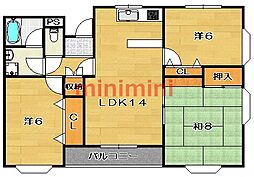ウエスト2 3LDKの間取図画像