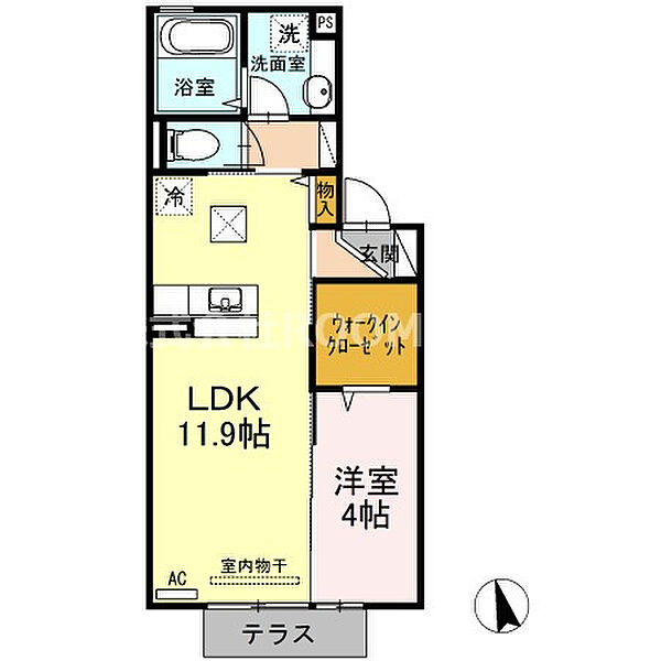 シェリア ｜宮崎県都城市若葉町(賃貸アパート1LDK・1階・40.95㎡)の写真 その2