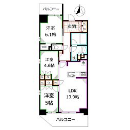 コンフォリア・リヴ八坂富士見 4階3LDKの間取り