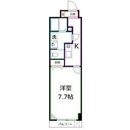 ネルメッツォ国分寺 2階1Kの間取り