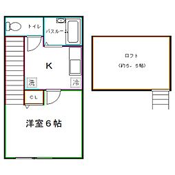 バーミープレイス国分寺 2階1Kの間取り