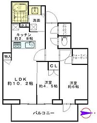 シティタワー国分寺ザ・ツイン　イースト 8階2LDKの間取り