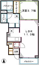 アルカンシェル 1LDKの間取図画像