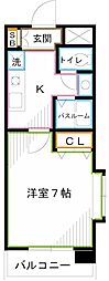 島田マインドタワー 1Kの間取図画像