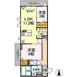フェリーチェ 2LDKの間取図画像