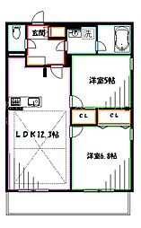 オーパスホームズ武蔵小金井 2LDKの間取図画像