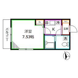 マピエス小平 1Kの間取図画像