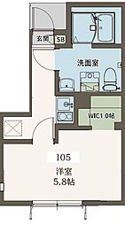 Agrande Nishi-Kokubunji(エイグラン西 1Kの間取図画像
