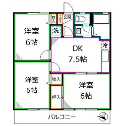 ユニフローラ 3DKの間取図画像