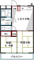大浦コーポ 2LDKの間取図画像