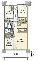 プラウドシティ国立 3LDKの間取図画像