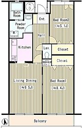 フローラコート 2LDKの間取図画像
