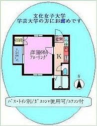 スリースターフラット 1Kの間取図画像