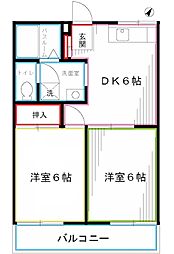 メゾンむさし野 2DKの間取図画像