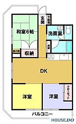 藤代スカイハイツB棟 3LDKの間取図画像