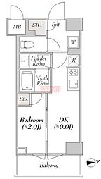 ミリアレジデンス両国 9階1DKの間取り
