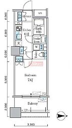 パークキューブ亀戸 1Kの間取図画像