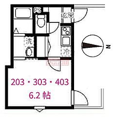 ラフィナート亀戸 1Kの間取図画像