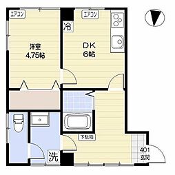 YDビルディング 1DKの間取図画像